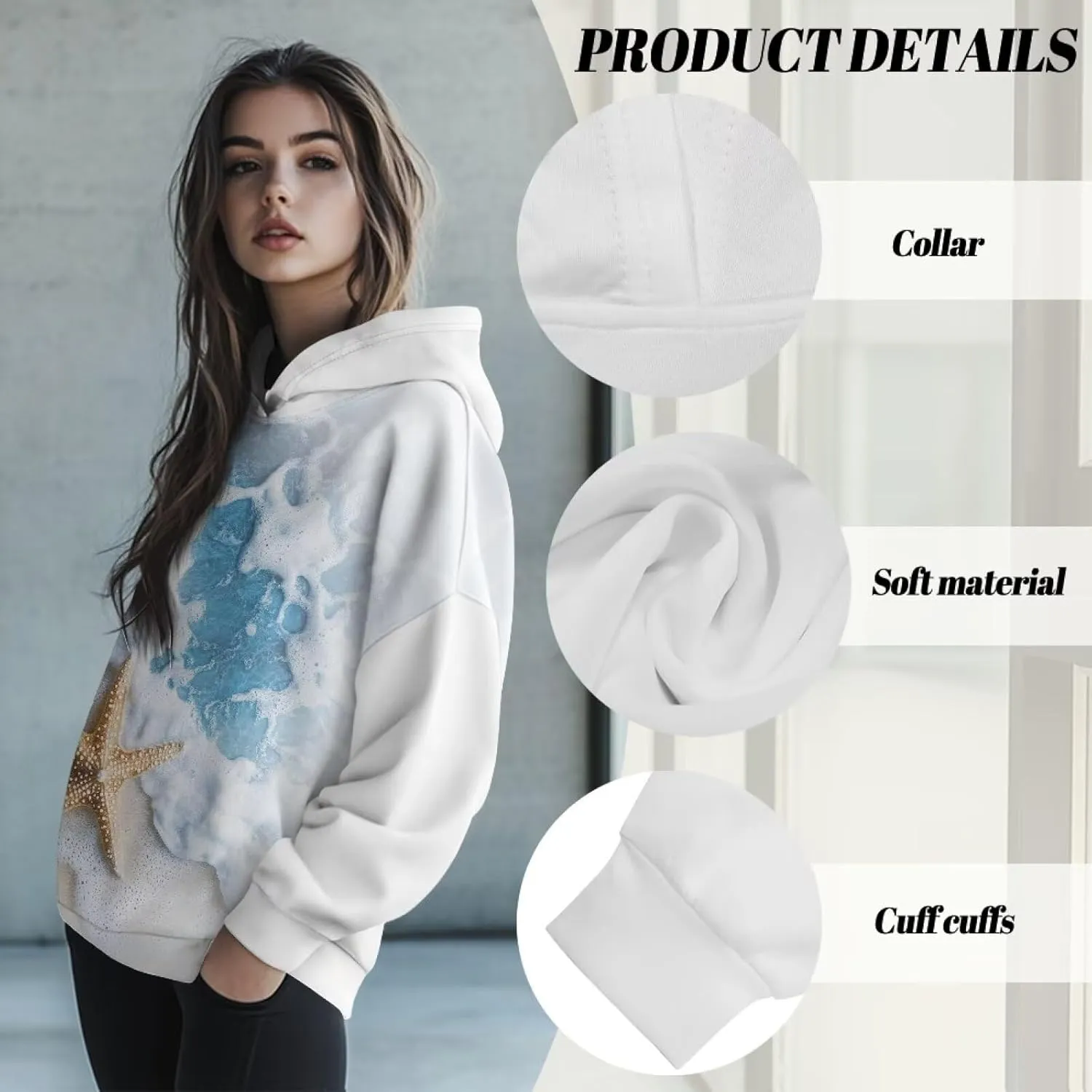 Poceacles Womens Hoodies Oversized Sweatshirts Loose Fit Long Sleeve Hooded Sweaters Pullover Hooded Sweatshirt Preppy Outfit