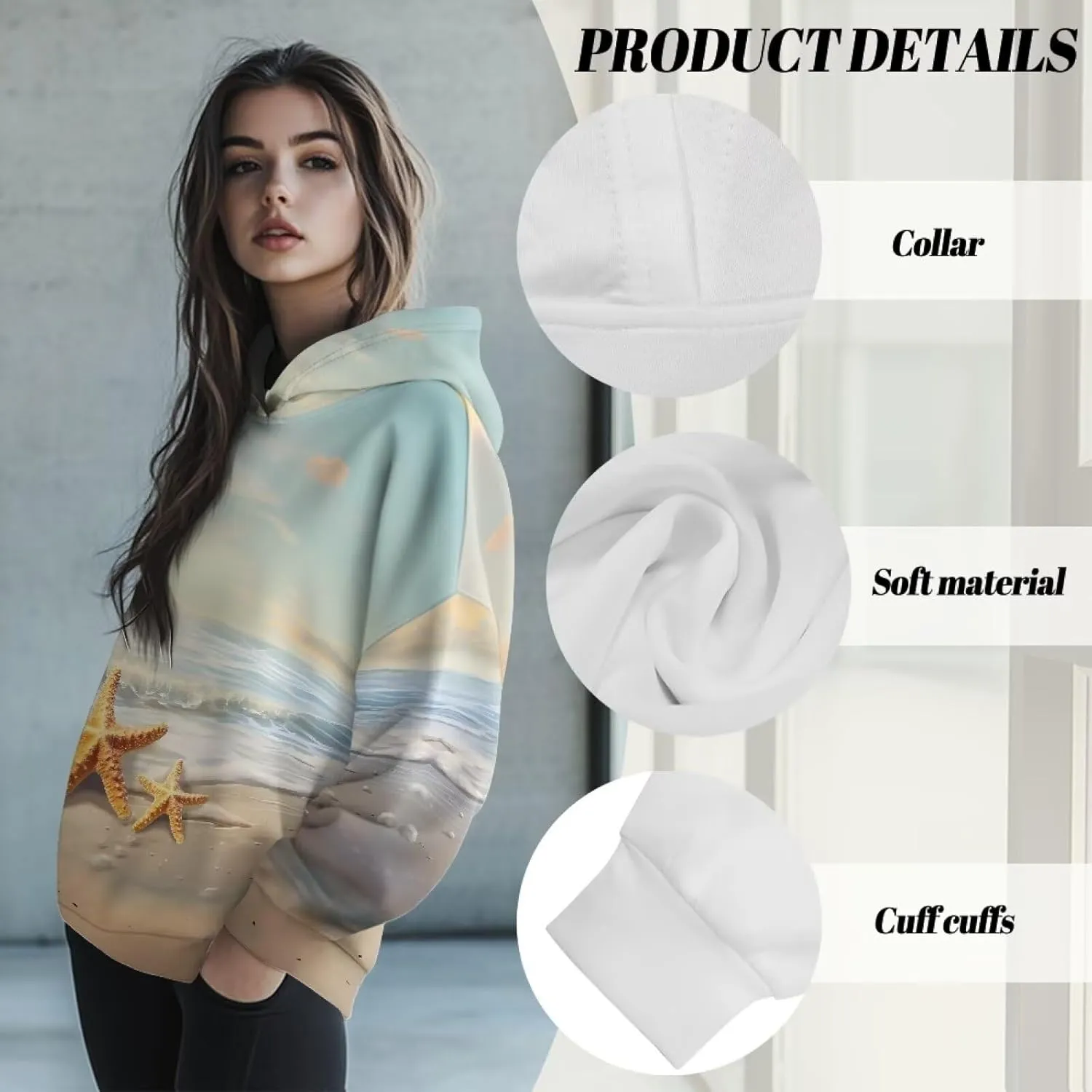 Poceacles Womens Hoodies Oversized Sweatshirts Loose Fit Long Sleeve Hooded Sweaters Pullover Hooded Sweatshirt Preppy Outfit