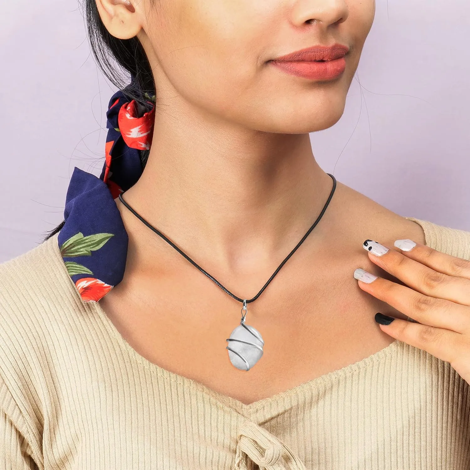 PYOR Clear Quartz Tumbled Gemstone Pendant Necklace For Women Men - Handmade Natural Crystal Stone Jewelry Good Luck Spiritual Gift Chakra Healing Pendants Reiki Gift On Silver Plated Chain Real Charm
