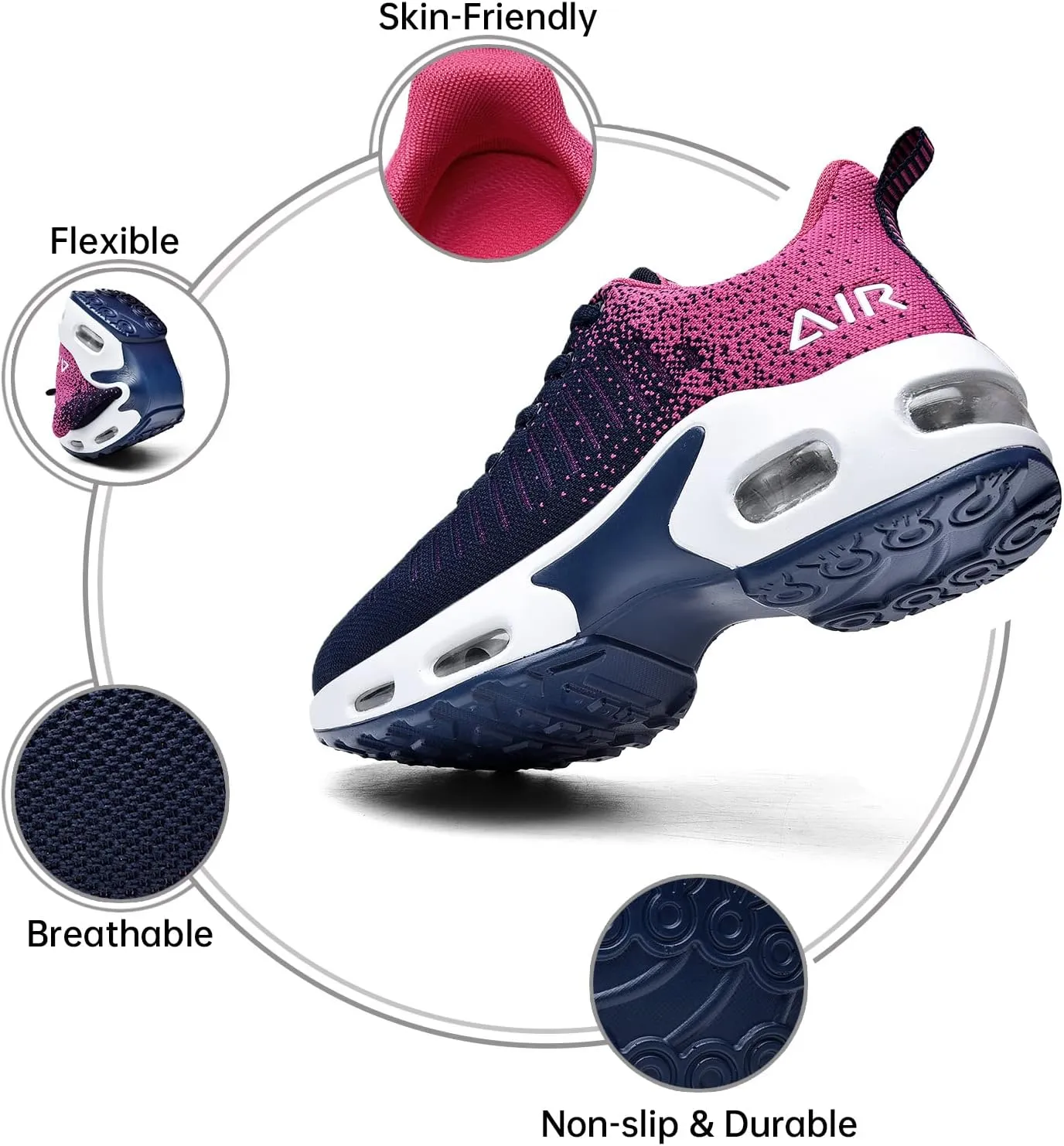 QAUPPE Womens Fashion Lightweight Air Sports Walking Sneakers Breathable Gym Jogging Running Tennis Shoes US 5.5-11 B(M)