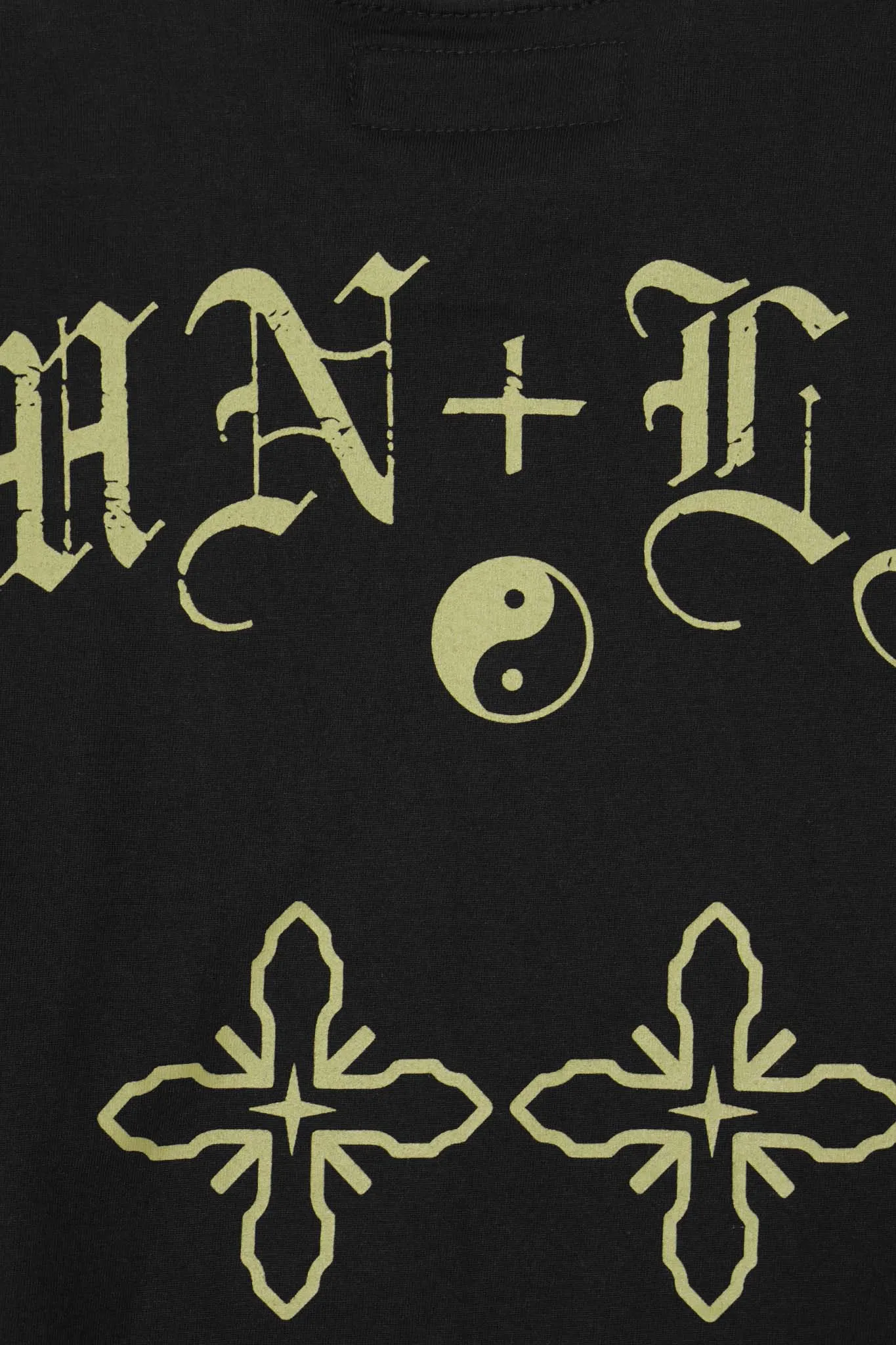 "TAKE NO SHIT, DO NO HARM" TEE IN CAVIAR/OLIVE