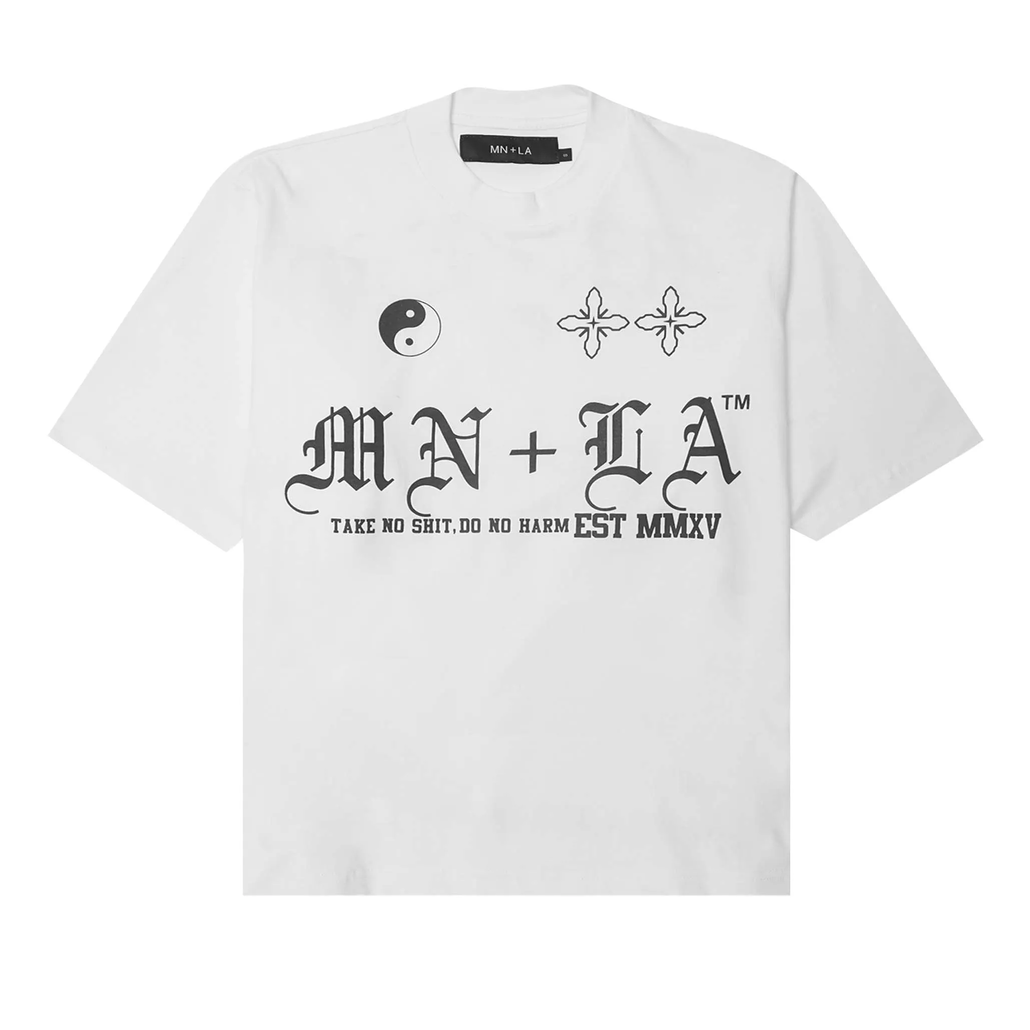 "TAKE NO SHIT, DO NO HARM" TEE IN WHITE