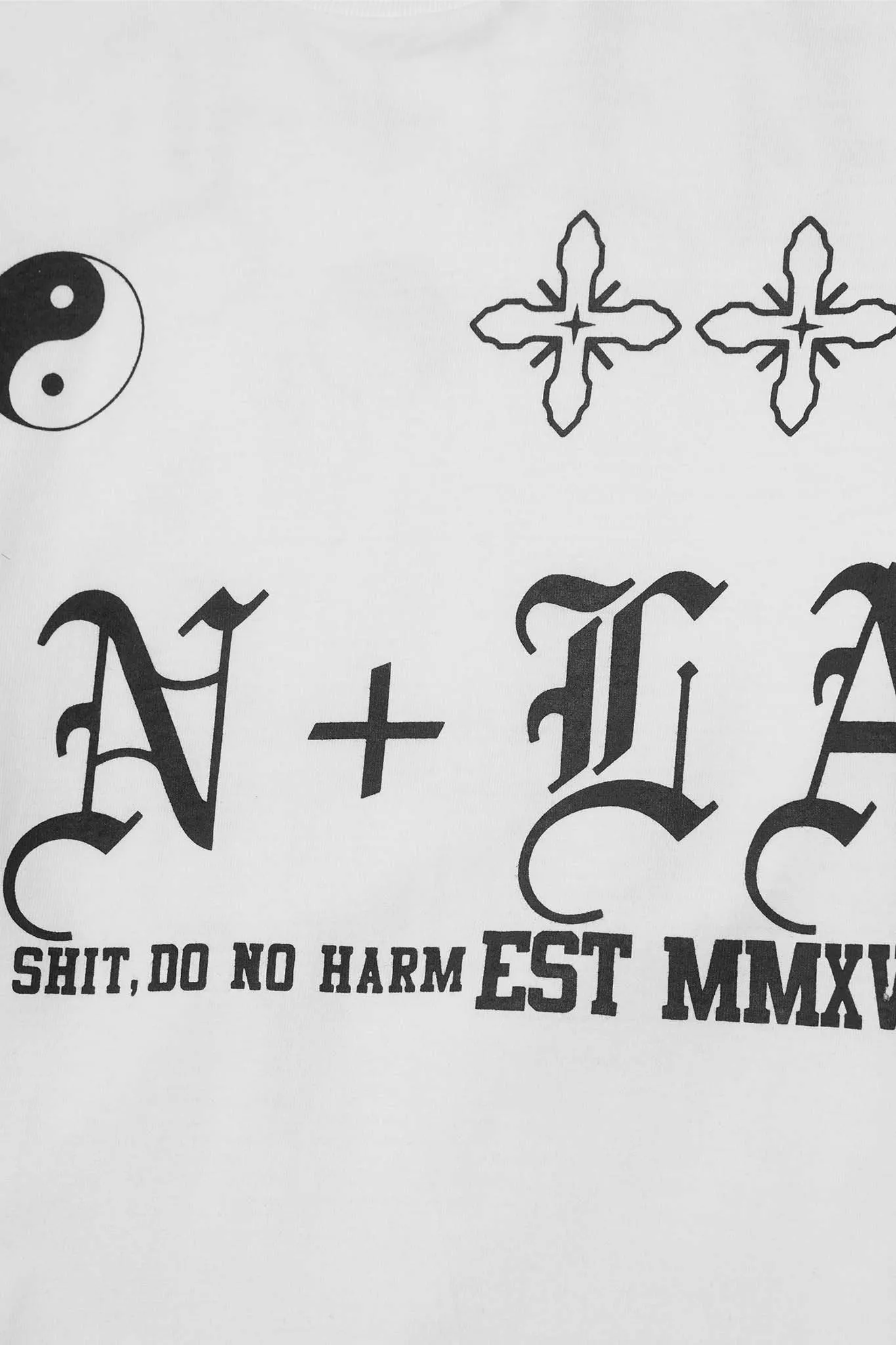"TAKE NO SHIT, DO NO HARM" TEE IN WHITE