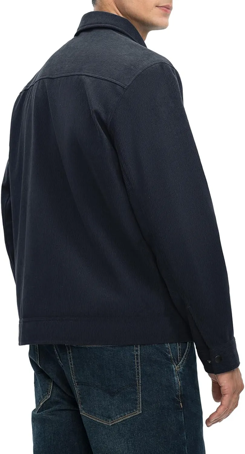 Rdruko Men's Corduroy Jacket Windbreaker Lightweight Casual Stylish Full Zip Bomber Jackets with Zipper Pockets