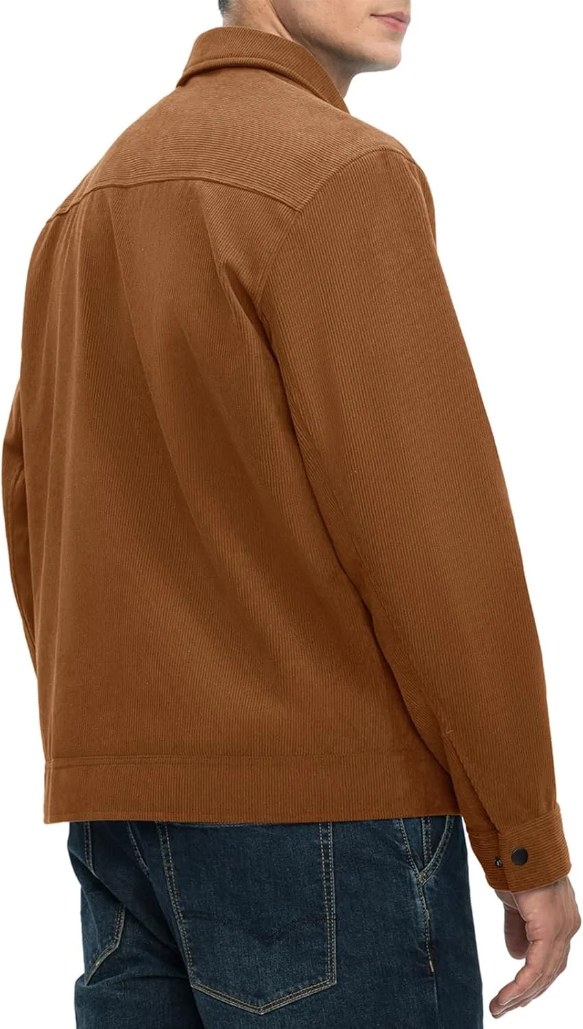 Rdruko Men's Corduroy Jacket Windbreaker Lightweight Casual Stylish Full Zip Bomber Jackets with Zipper Pockets
