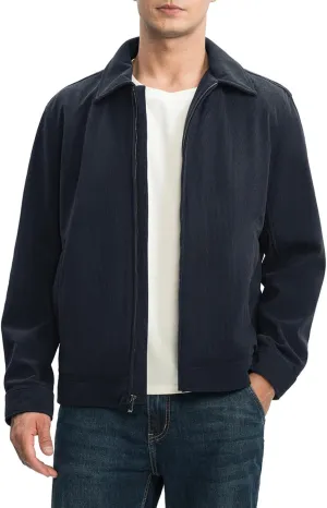 Rdruko Men's Corduroy Jacket Windbreaker Lightweight Casual Stylish Full Zip Bomber Jackets with Zipper Pockets