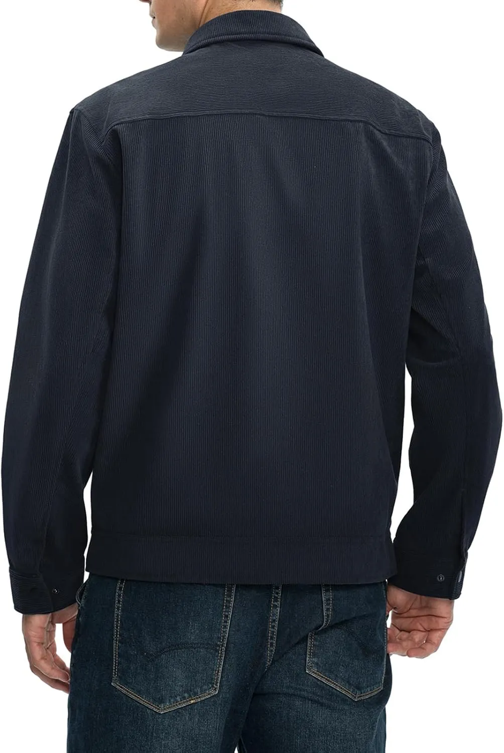 Rdruko Men's Corduroy Jacket Windbreaker Lightweight Casual Stylish Full Zip Bomber Jackets with Zipper Pockets