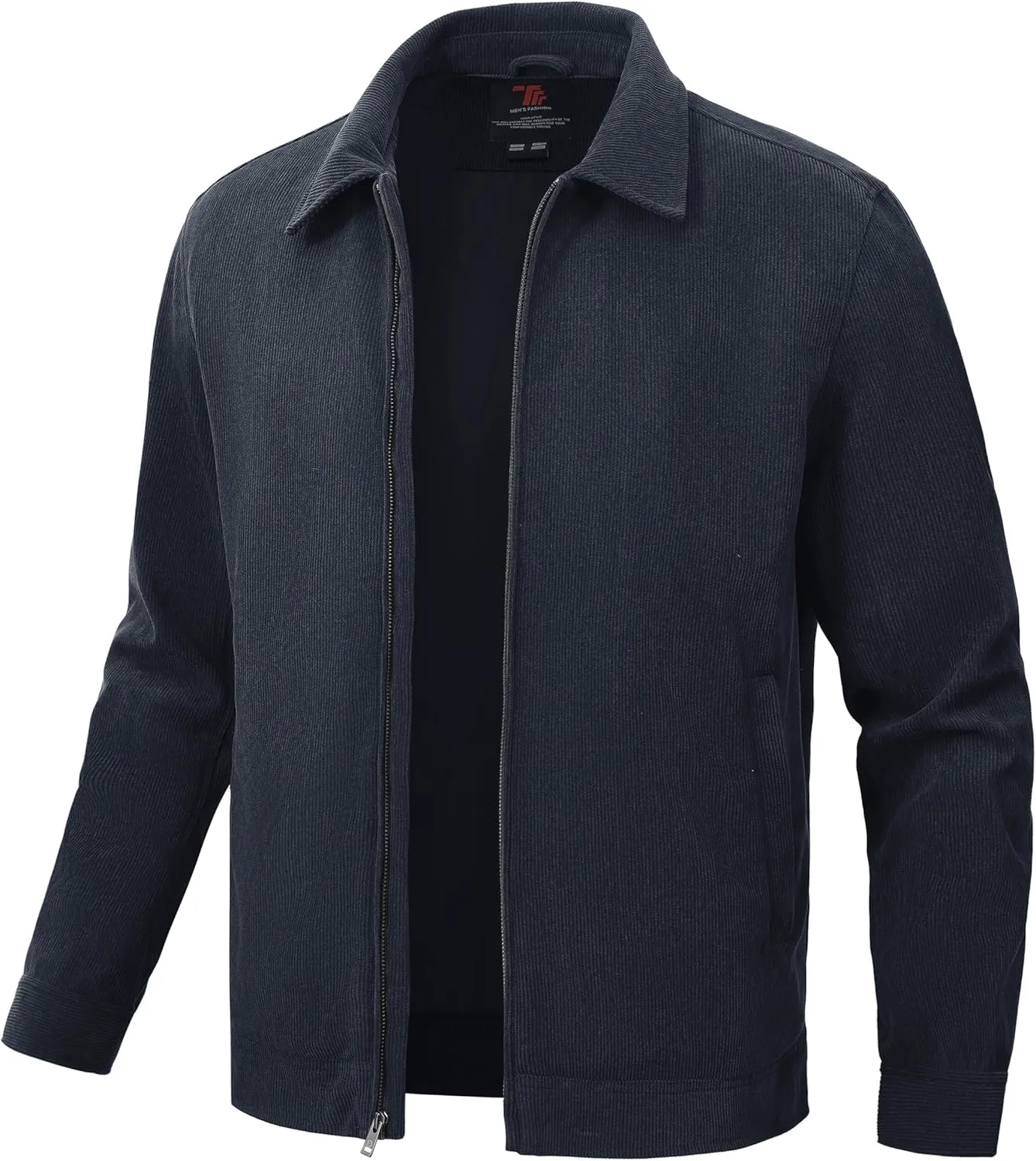 Rdruko Men's Corduroy Jacket Windbreaker Lightweight Casual Stylish Full Zip Bomber Jackets with Zipper Pockets