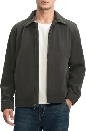 Rdruko Men's Corduroy Jacket Windbreaker Lightweight Casual Stylish Full Zip Bomber Jackets with Zipper Pockets