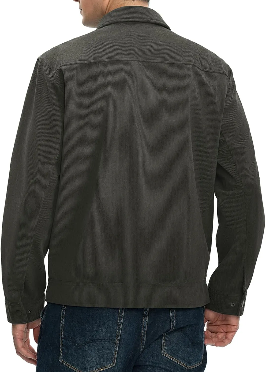 Rdruko Men's Corduroy Jacket Windbreaker Lightweight Casual Stylish Full Zip Bomber Jackets with Zipper Pockets
