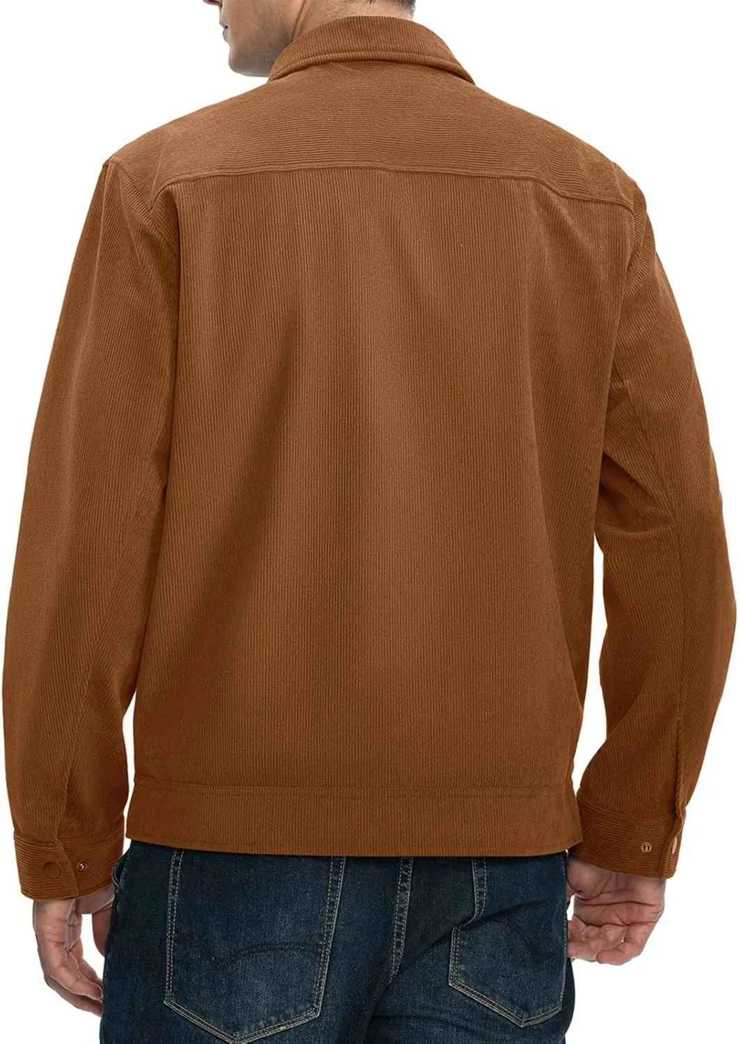 Rdruko Men's Corduroy Jacket Windbreaker Lightweight Casual Stylish Full Zip Bomber Jackets with Zipper Pockets