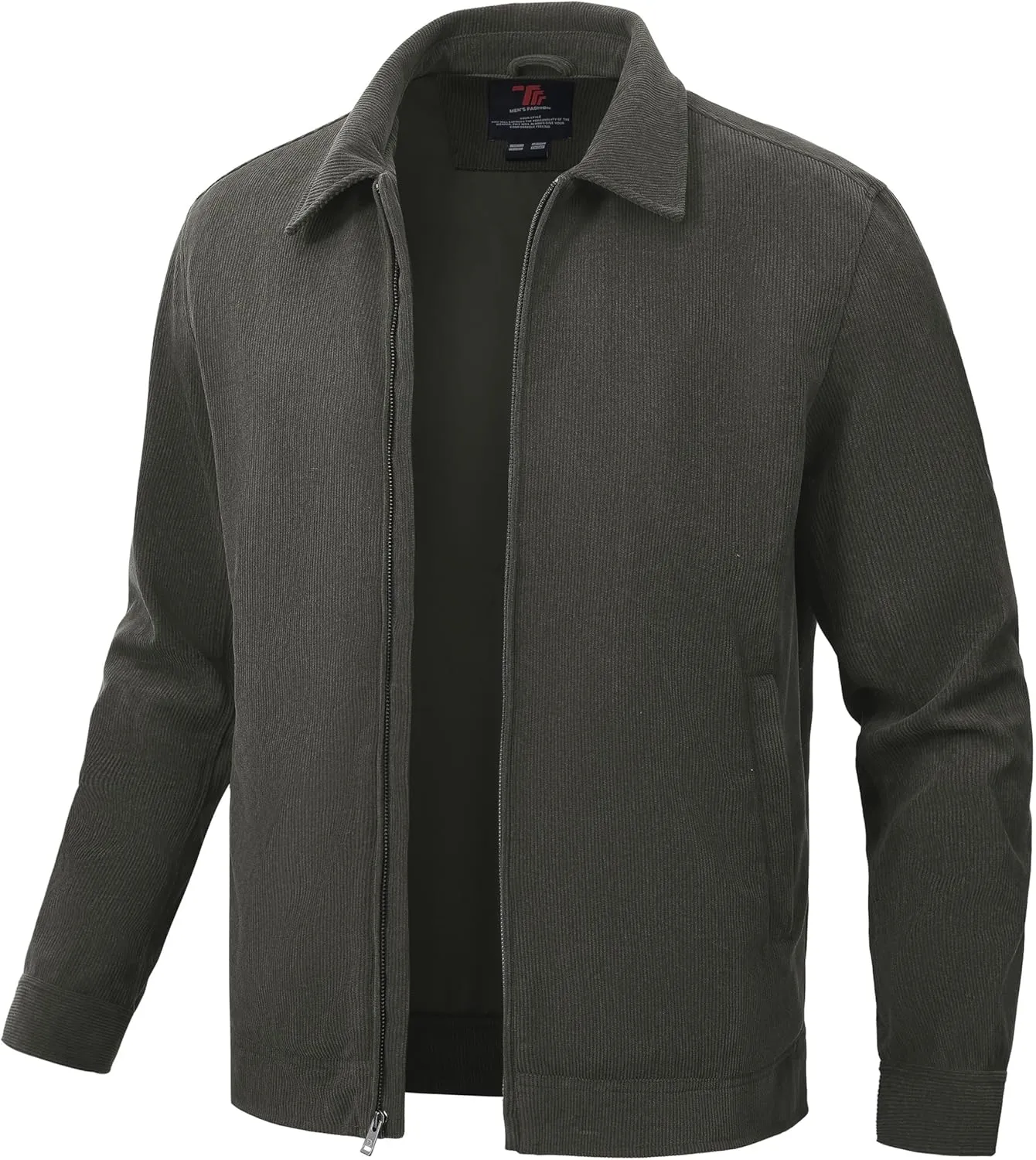 Rdruko Men's Corduroy Jacket Windbreaker Lightweight Casual Stylish Full Zip Bomber Jackets with Zipper Pockets
