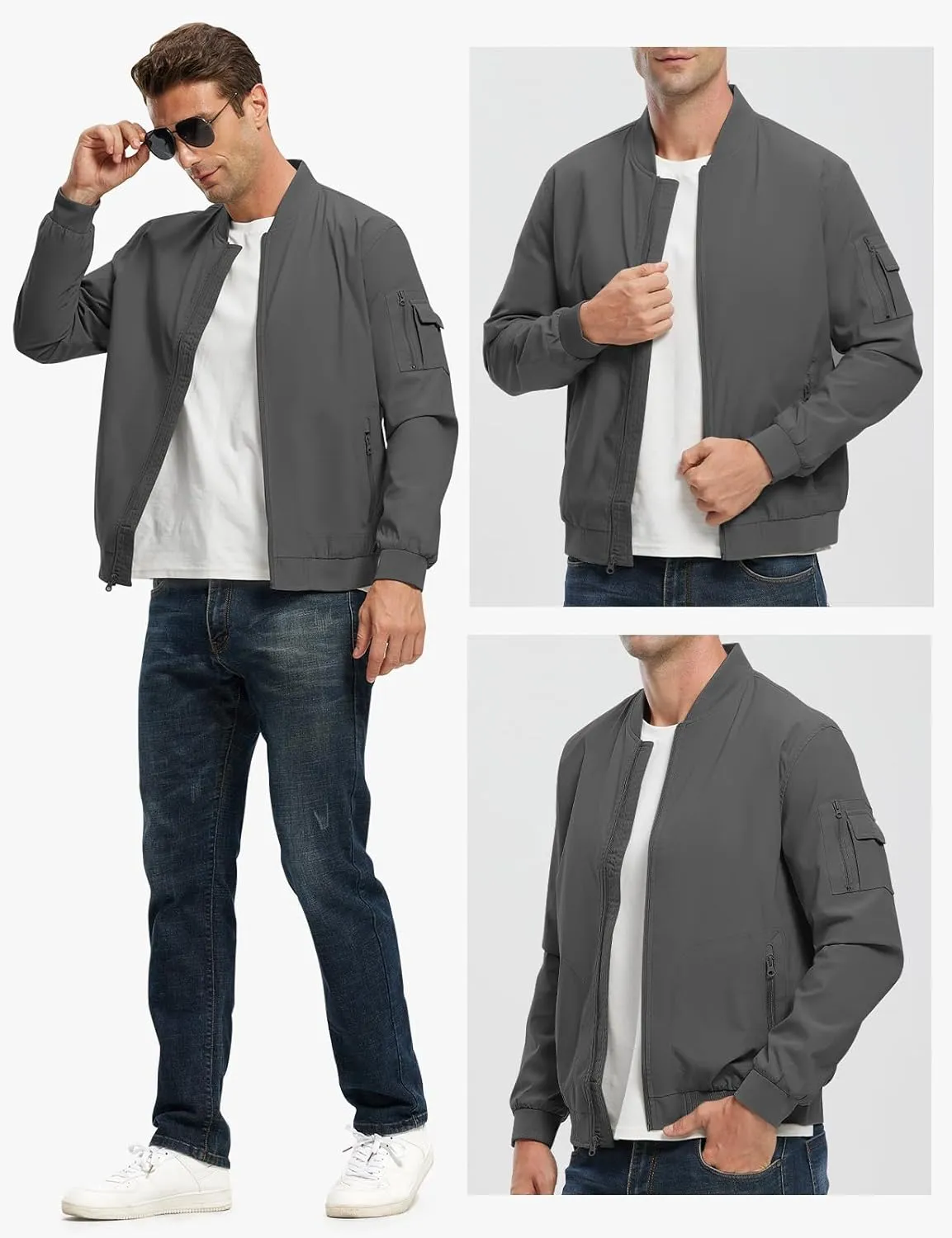 Rdruko Men's Lightweight Bomber Jacket Causal Fashion Stylish Windbreaker Light Jacket