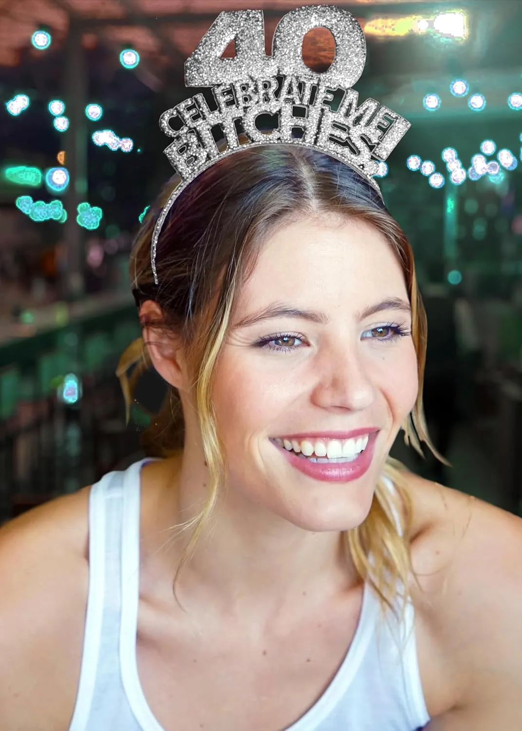 RhinestoneSash 40th Birthday Party Supplies - Birthday Headband Tiara Sash Set - Birthday Hair Accessory Decorations