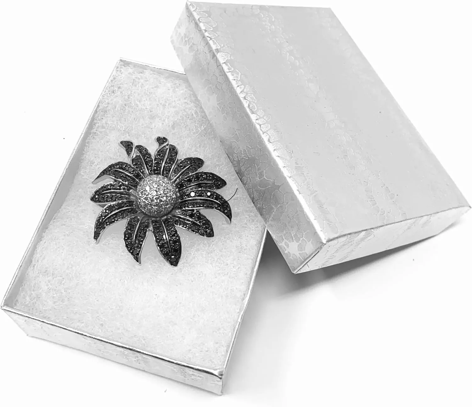 RJ Displays 6 Pack Silver Foil Paper Cotton Filled Lidded Jewelry Gift Box Jewelry Set Necklace, Belt Buckle, Pendant, Brooch, Bracelet, Bangle, anklet Size- 7" x 5" x1.25 inches
