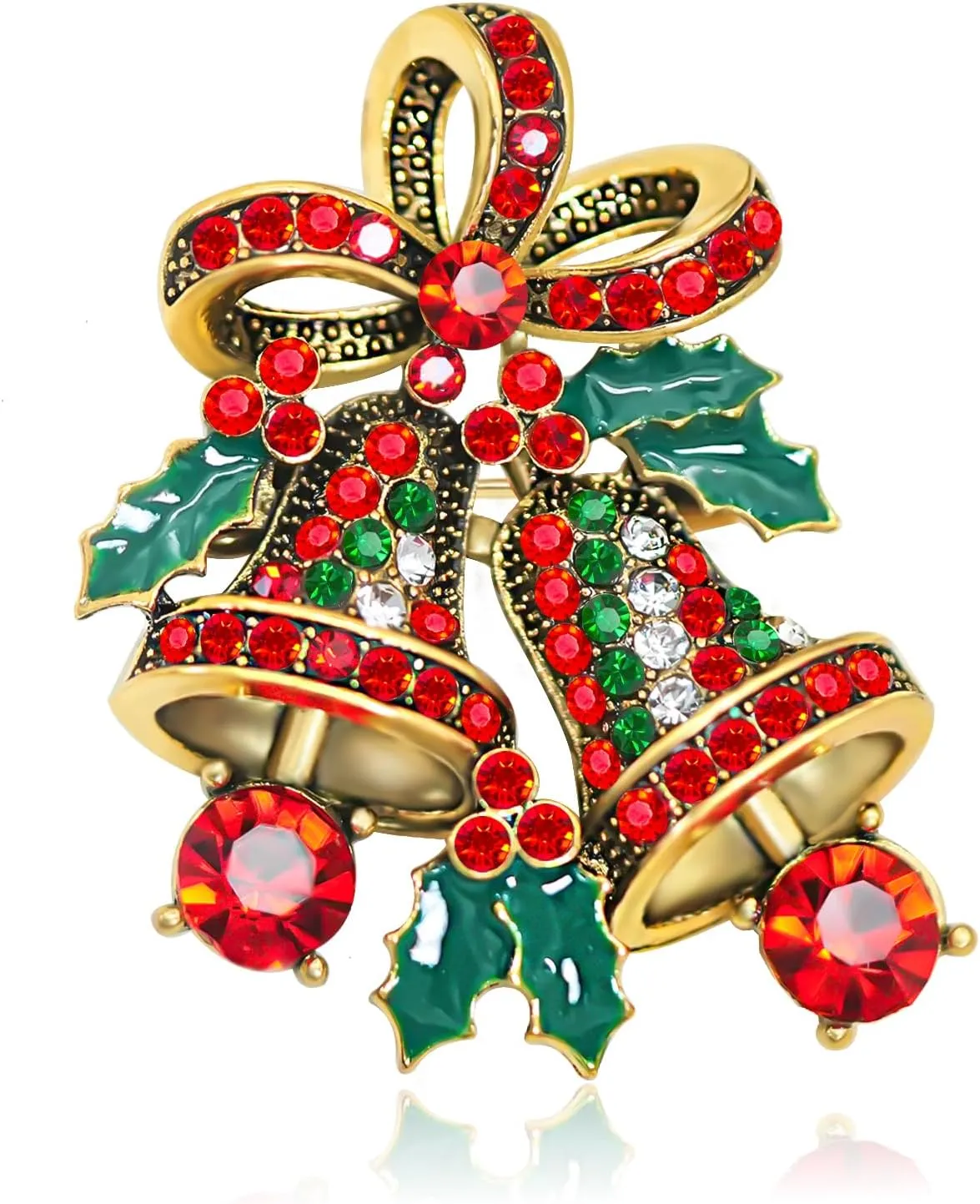 Ronglry Christmas Pins and Brooches for Women Rhinestone Crystal Christmas Pins for Women Christmas Tree/Santa Claus/Bell/Snowflakes Christmas Brooch Pins Christmas Jewelry Accessories Decoration Gift