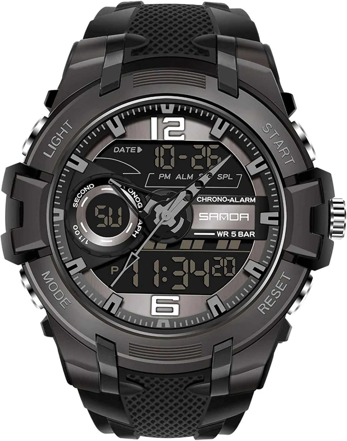RORIOS Fashion Men's Watches Digital Quartz Watch Chronograph Sports Wrist Watch Waterproof Multifunction Men Watch with Alarm Timer