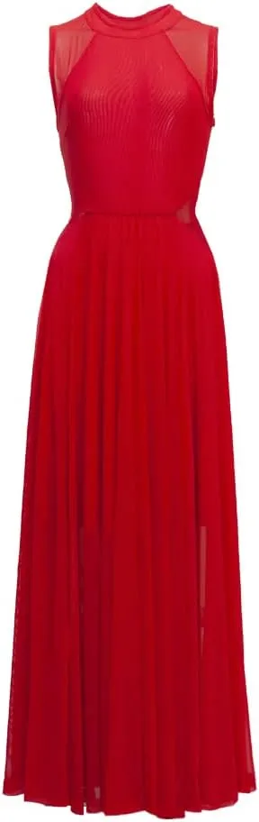 ROYAL SMEELA Women Lyrical Dance Dress Elegant Modern Contemporary Dance Costume Sleeveless Flowy Mesh Tulle Maxi Long Skirt