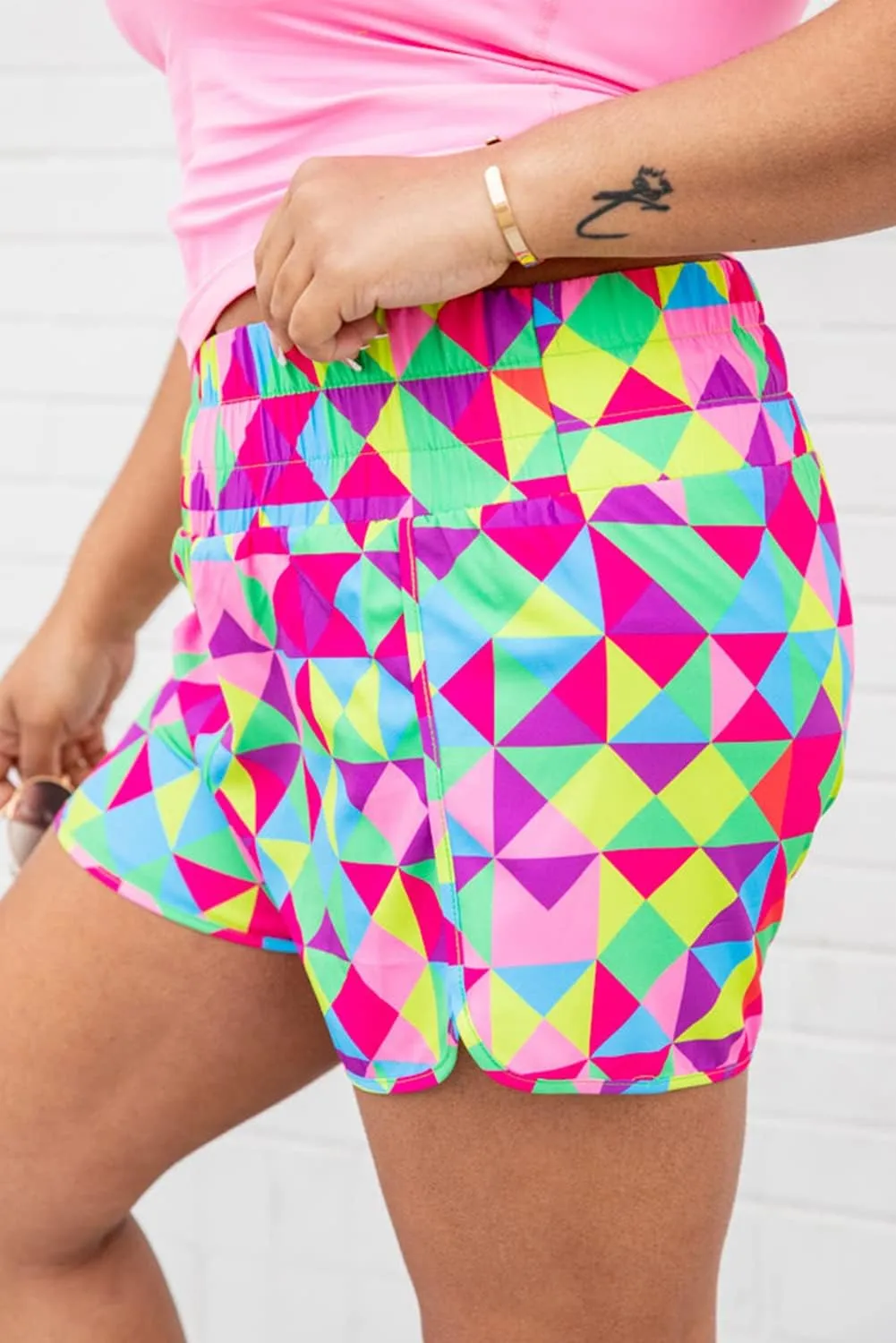 SELINK Shorts for Women Casual Pink Leopard High Waisted Athletic Shorts Shirred High Waist Daily