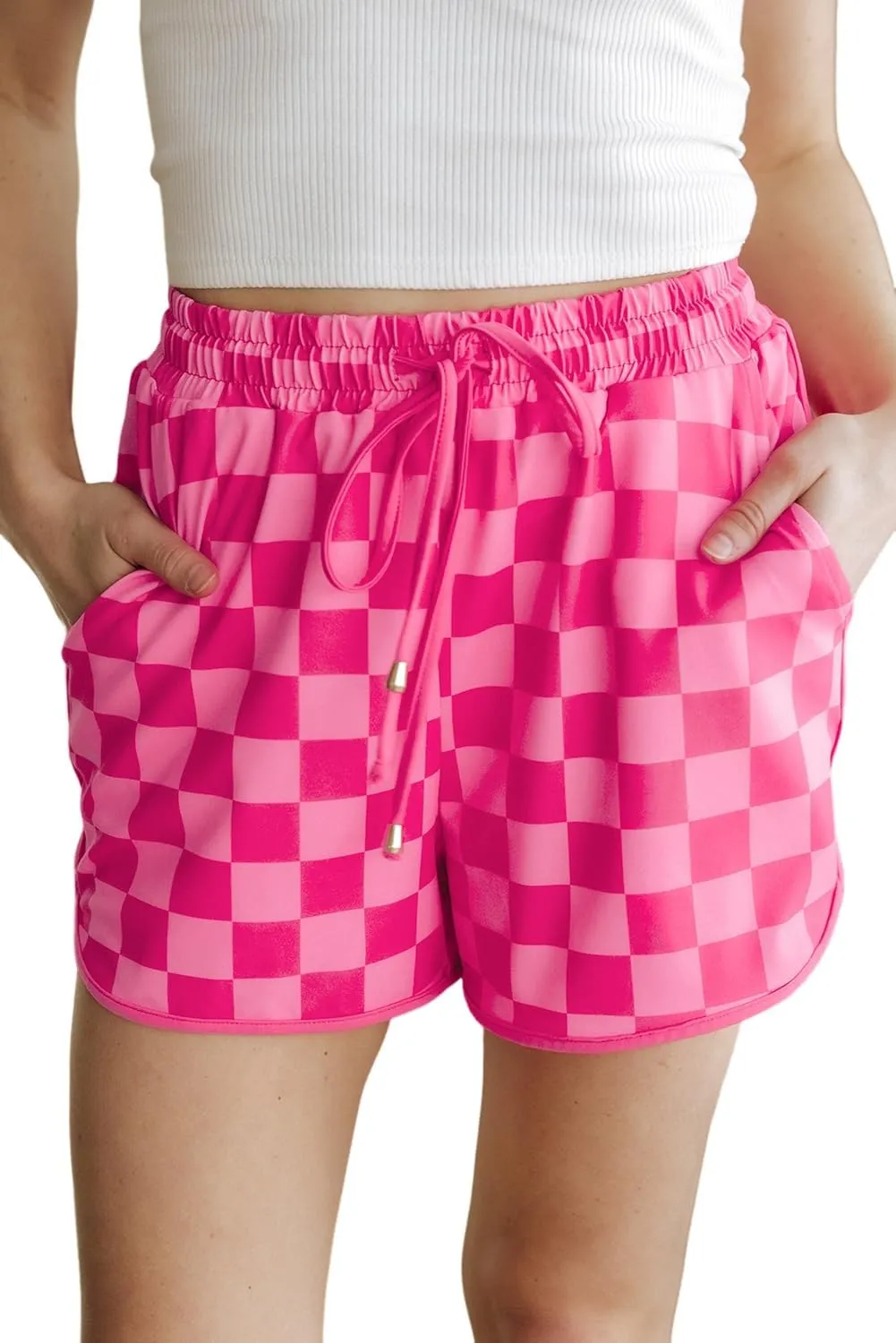 SELINK Shorts for Women Casual Pink Leopard High Waisted Athletic Shorts Shirred High Waist Daily