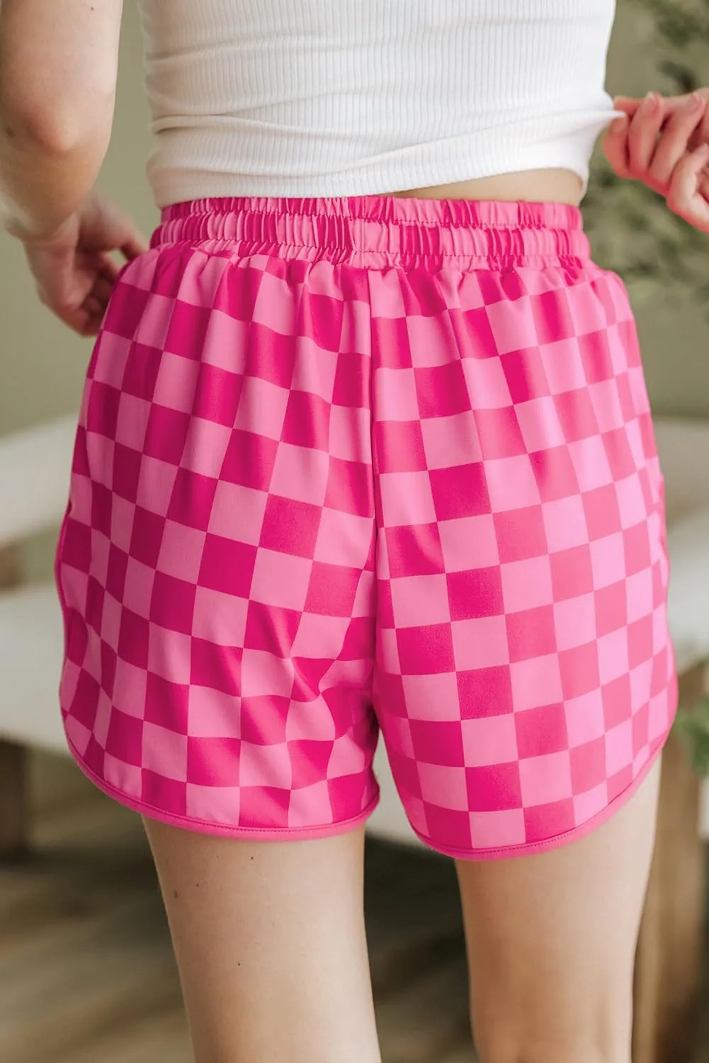 SELINK Shorts for Women Casual Pink Leopard High Waisted Athletic Shorts Shirred High Waist Daily