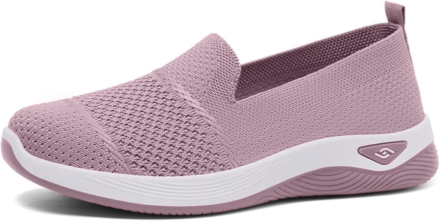 Slip On Orthopedic Sneakers Women Woven Orthopedic Breathable Soft Shoes Walking Flying Sneakers Diabetic Foam Walking Shoes Lightweight Wide Width Soft Sole Arch Support Non-Slip Shoe
