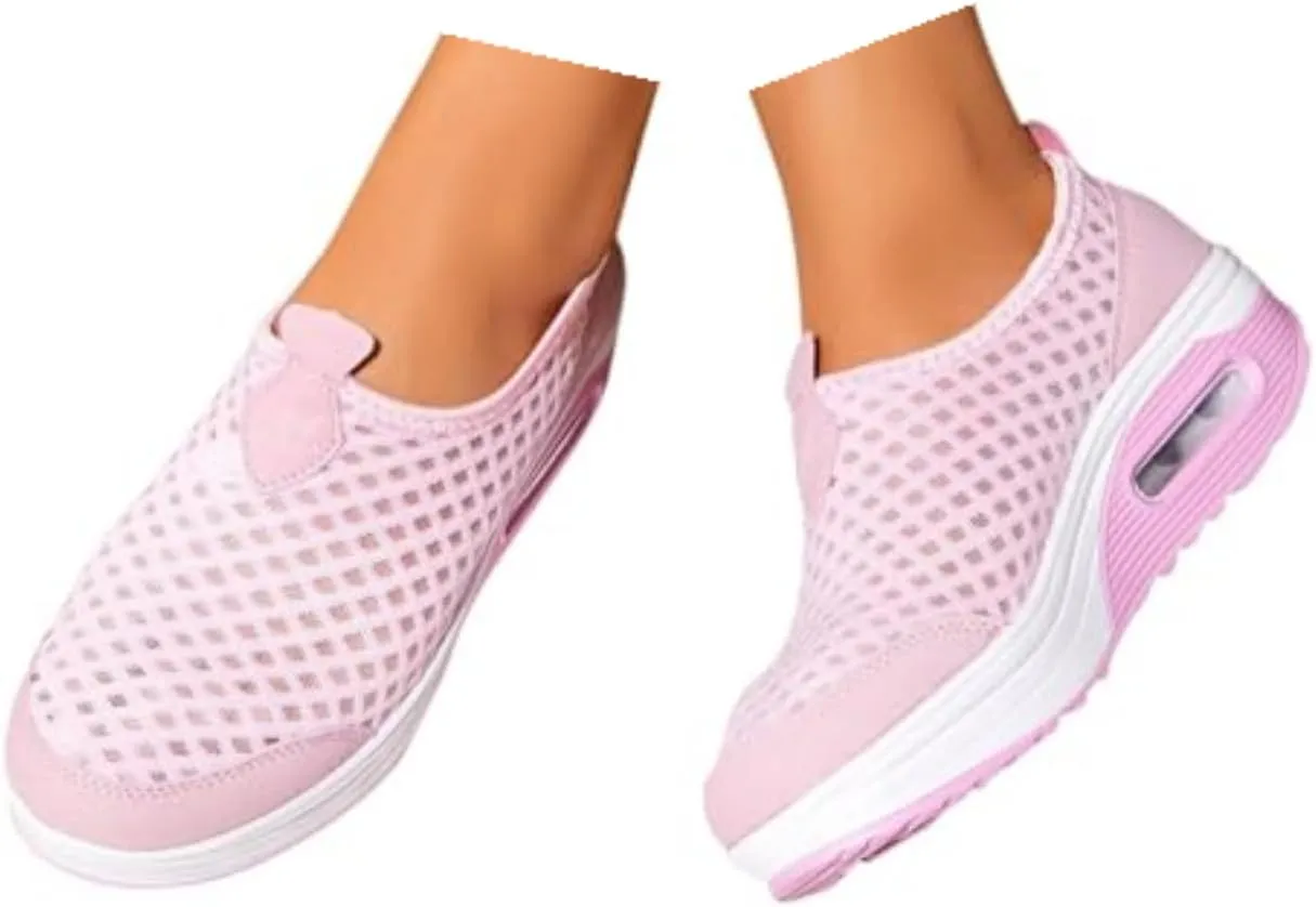 Slip On Sneakers Women Woven Orthopedic Breathable Soft Sole Shoes Outdoor Comfort Casual Fashion Sneakers Women's Mules Shoes Mesh Walking Mules Shoes Lightweight Wedge Platform Loafers