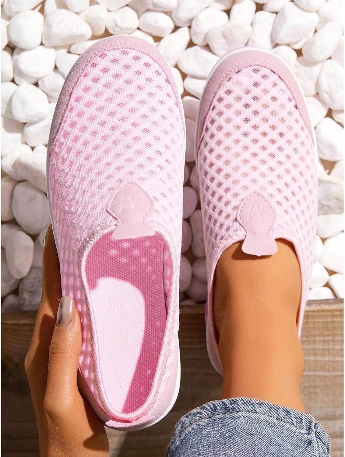 Slip On Sneakers Women Woven Orthopedic Breathable Soft Sole Shoes Outdoor Comfort Casual Fashion Sneakers Women's Mules Shoes Mesh Walking Mules Shoes Lightweight Wedge Platform Loafers