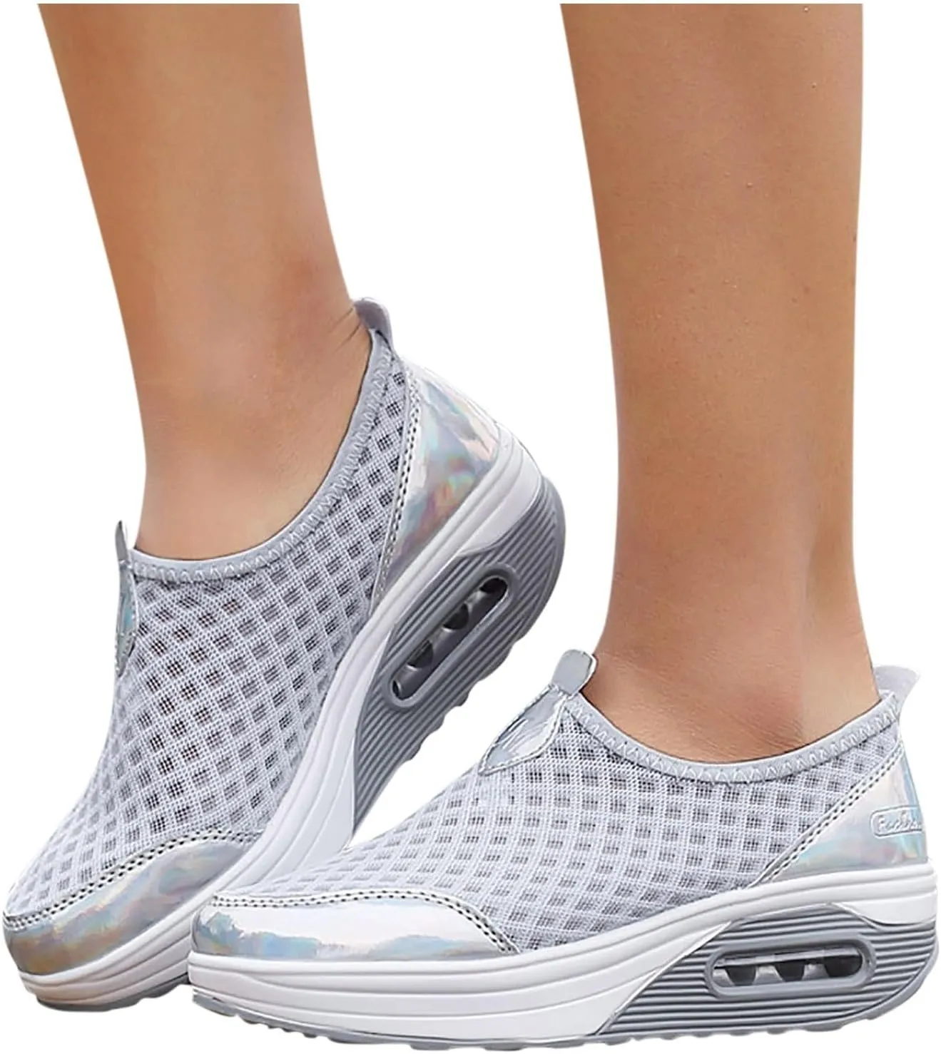 Slip On Sneakers Women Woven Orthopedic Breathable Soft Sole Shoes Outdoor Comfort Casual Fashion Sneakers Women's Mules Shoes Mesh Walking Mules Shoes Lightweight Wedge Platform Loafers