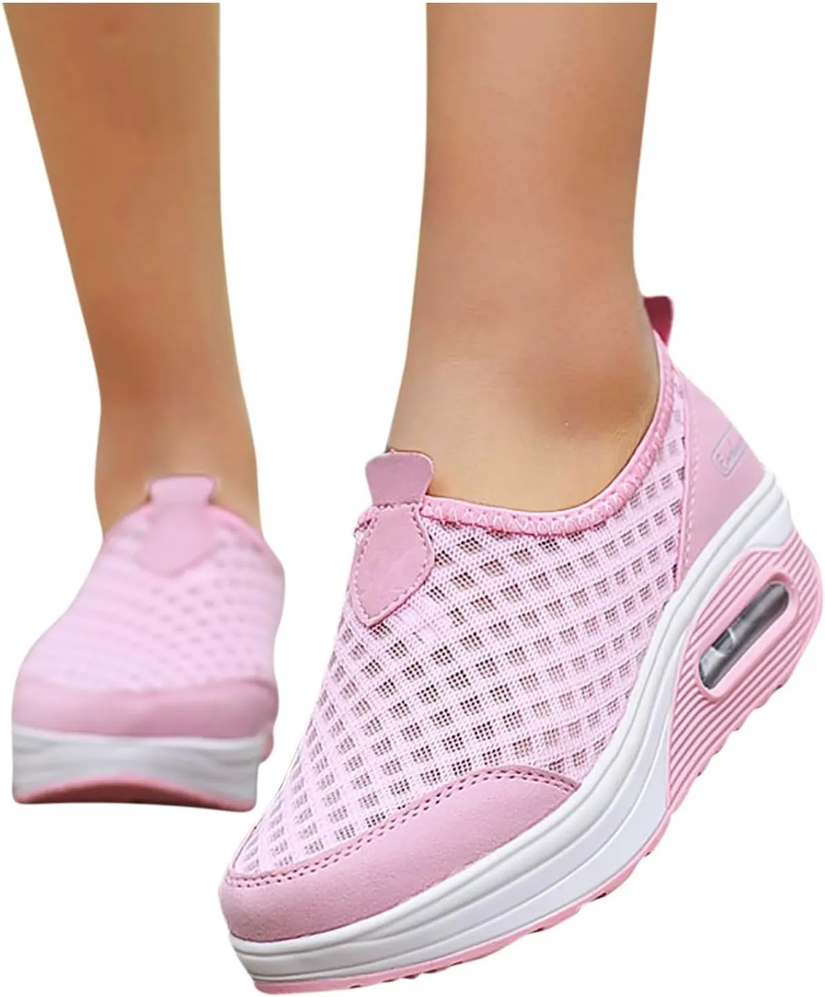 Slip On Sneakers Women Woven Orthopedic Breathable Soft Sole Shoes Outdoor Comfort Casual Fashion Sneakers Women's Mules Shoes Mesh Walking Mules Shoes Lightweight Wedge Platform Loafers