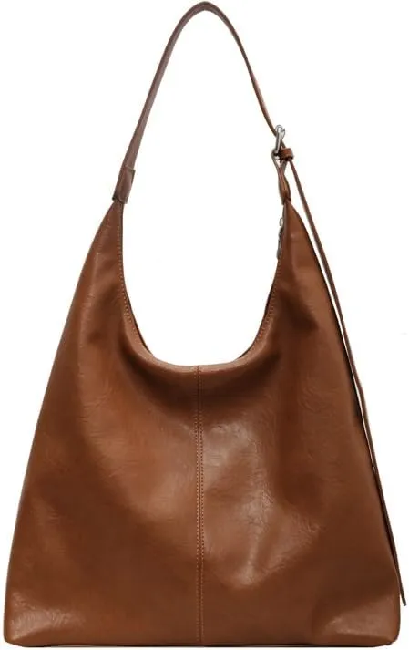 Slouchy Shoulder Bag for Women Half Moon Slouchy Purse Bag Trending Purses Hobo Crossbody Bags for Working College (Brown)