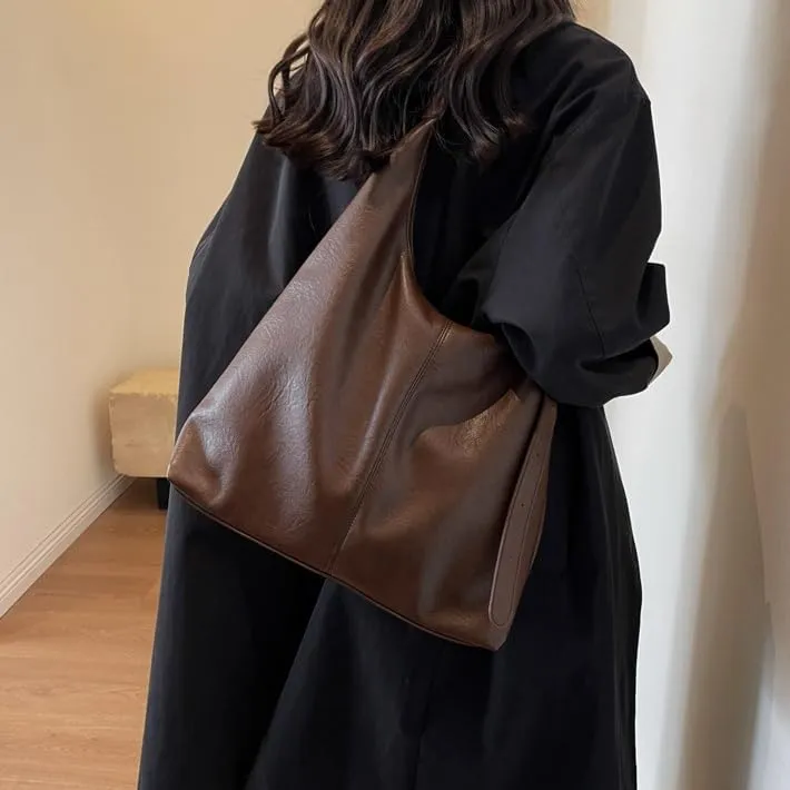 Slouchy Shoulder Bag for Women Half Moon Slouchy Purse Bag Trending Purses Hobo Crossbody Bags for Working College (Dark Brown)