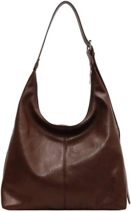 Slouchy Shoulder Bag for Women Half Moon Slouchy Purse Bag Trending Purses Hobo Crossbody Bags for Working College (Dark Brown)