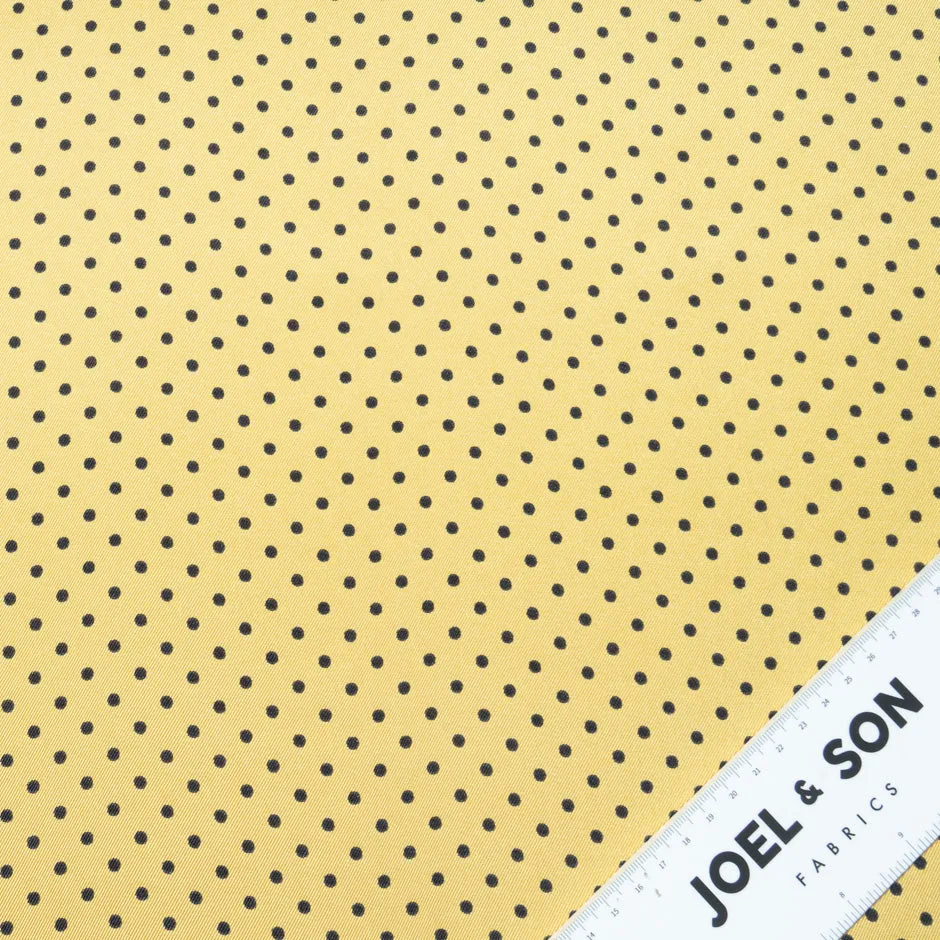 Small Black Spotted Yellow Pure Silk Twill