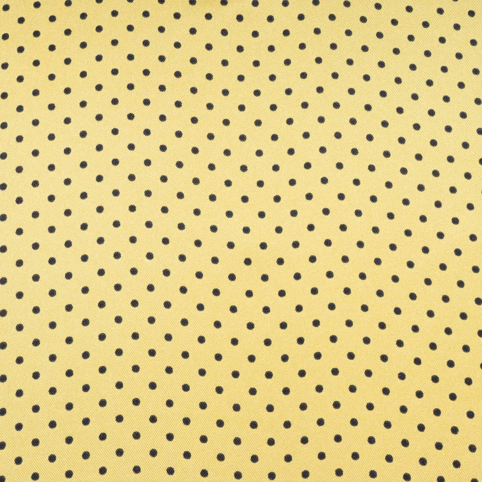 Small Black Spotted Yellow Pure Silk Twill