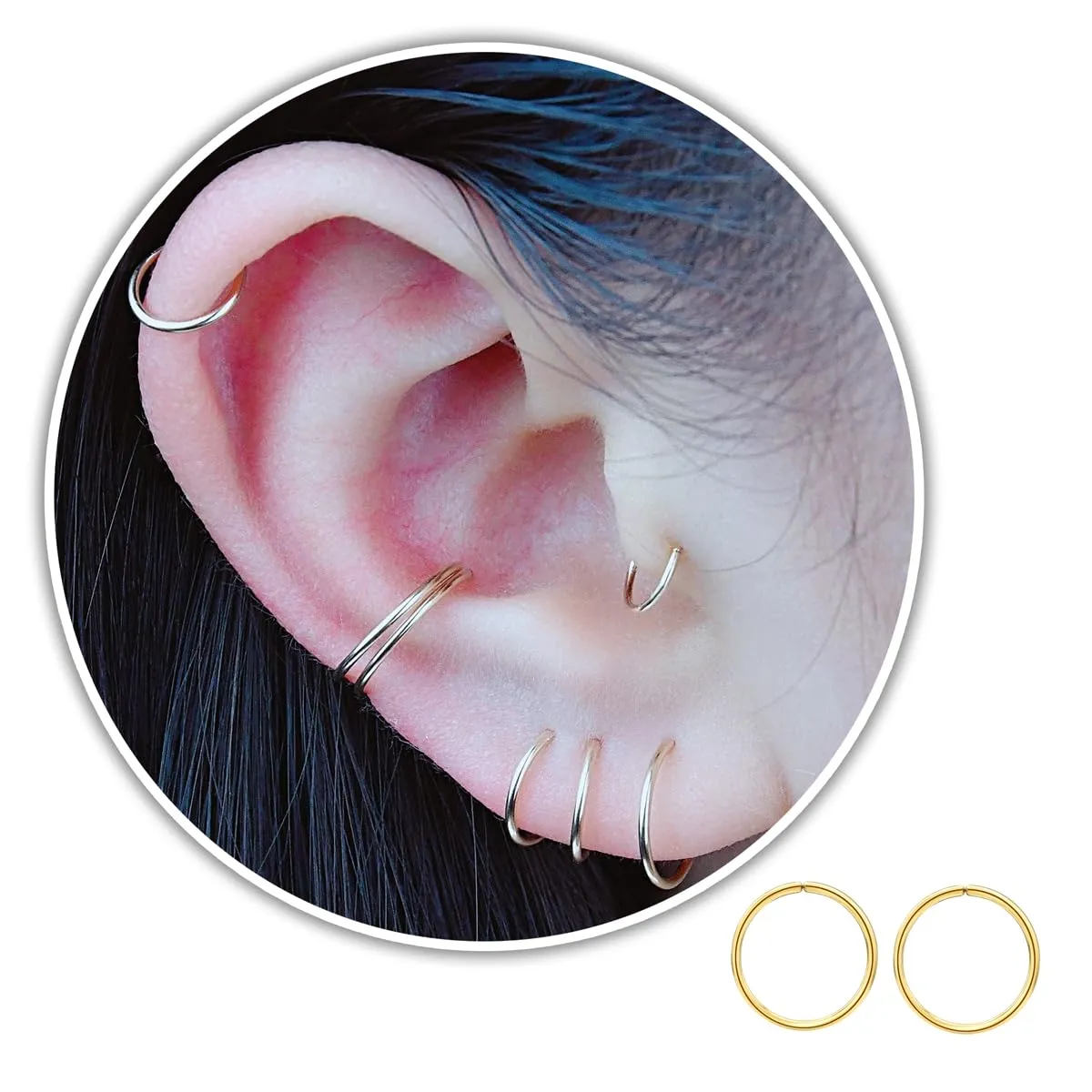 Small Cartilage Earring, Tiny Helix Hoops, Thin Tragus Hoops, Upper Ear Piercing Jewelry, Nose Rings Hoops, Second Hole Earrings, Stackable Mini Hoops in 14k Gold Filled or 925 Sterling Silver