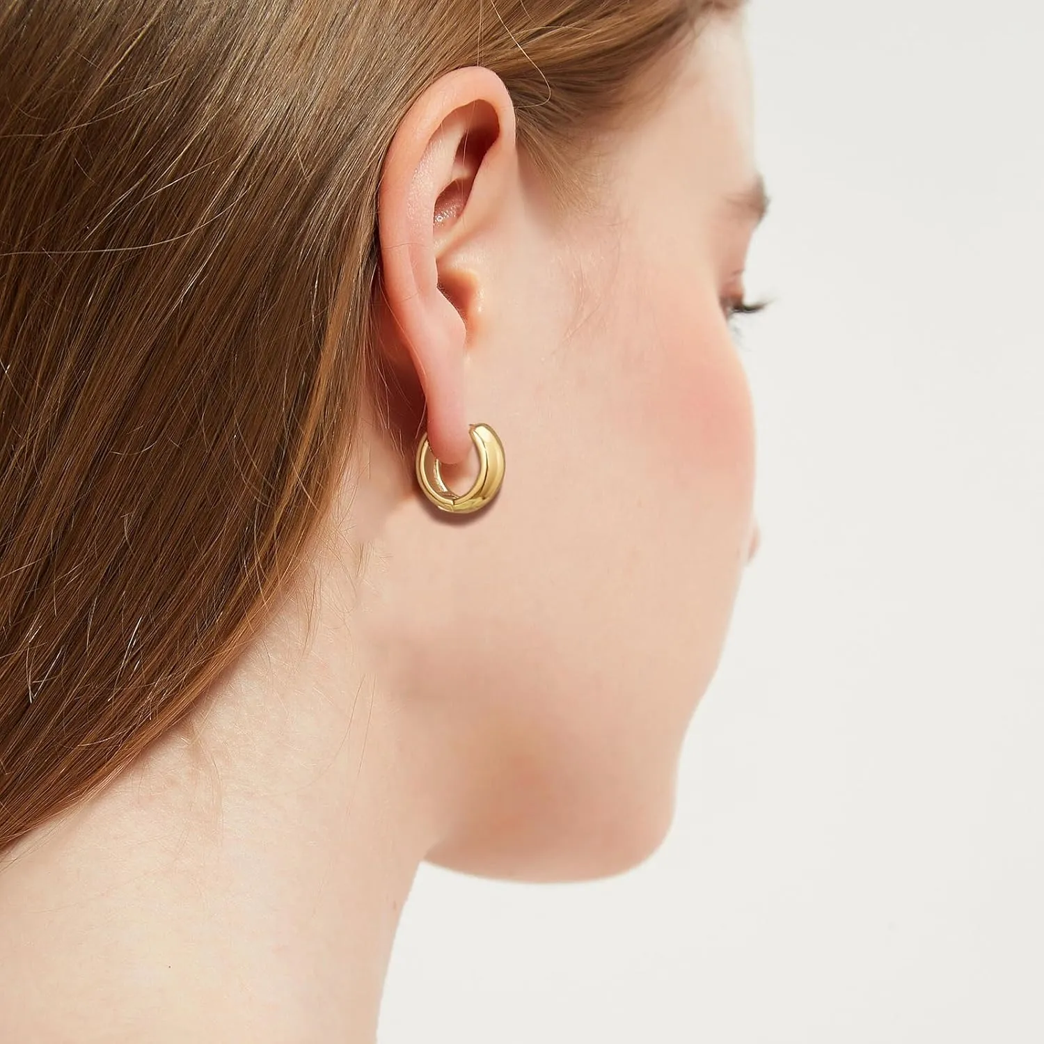 Small Dainty Gold Hoop Earrings for Women 18K Gold Plated Hoops Hypoallergenic Hoop Earrings