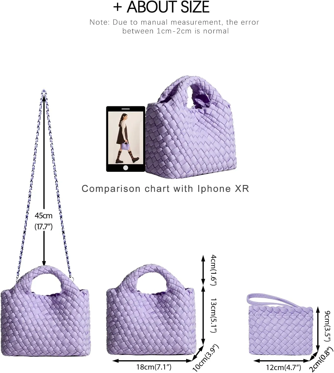 Small Tote Shoulder Bag, Women Handbags and Purses, Woven Composite Bag, Travel Chain Pouch, Phone Crossbody Satchel