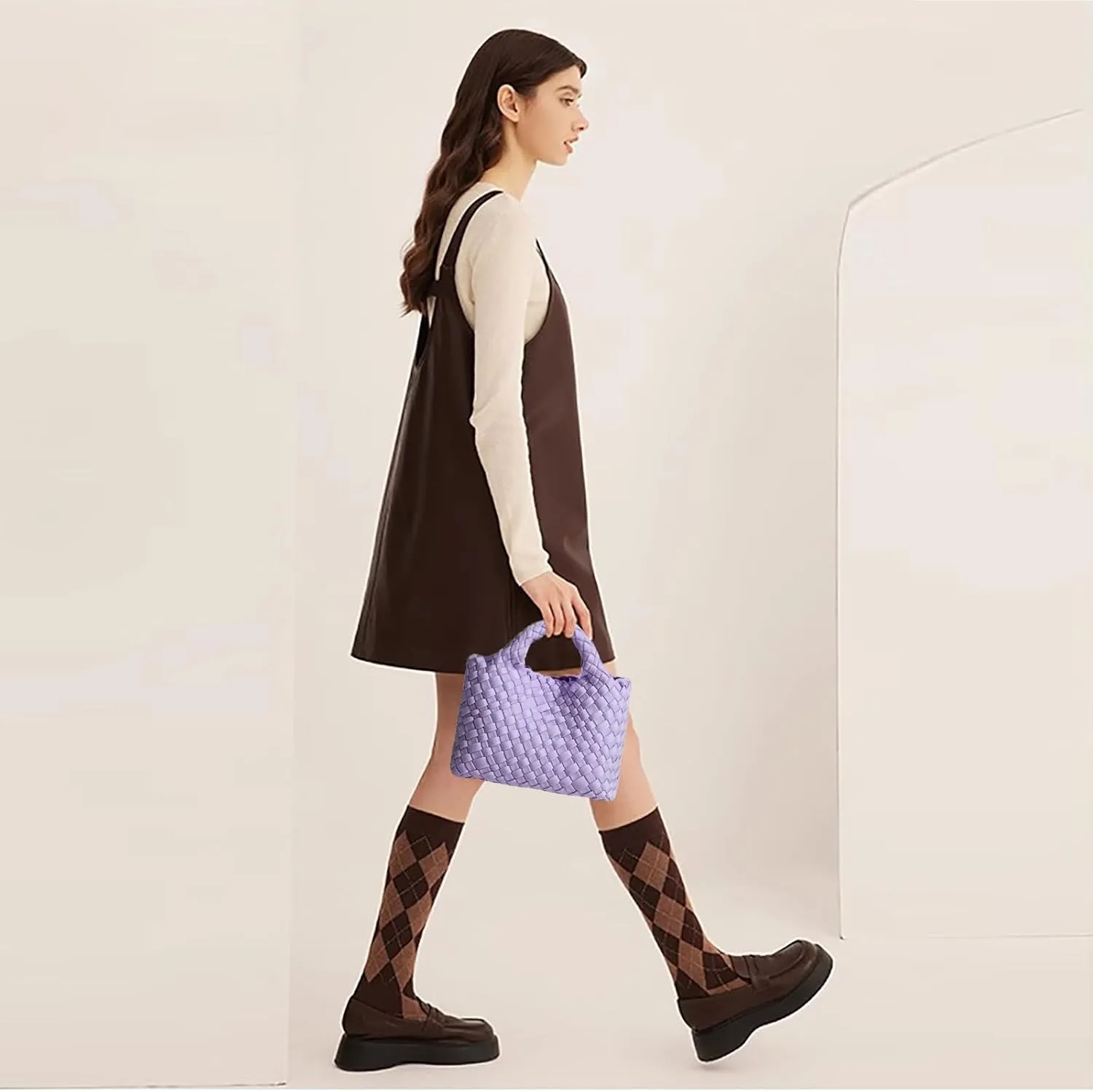 Small Tote Shoulder Bag, Women Handbags and Purses, Woven Composite Bag, Travel Chain Pouch, Phone Crossbody Satchel