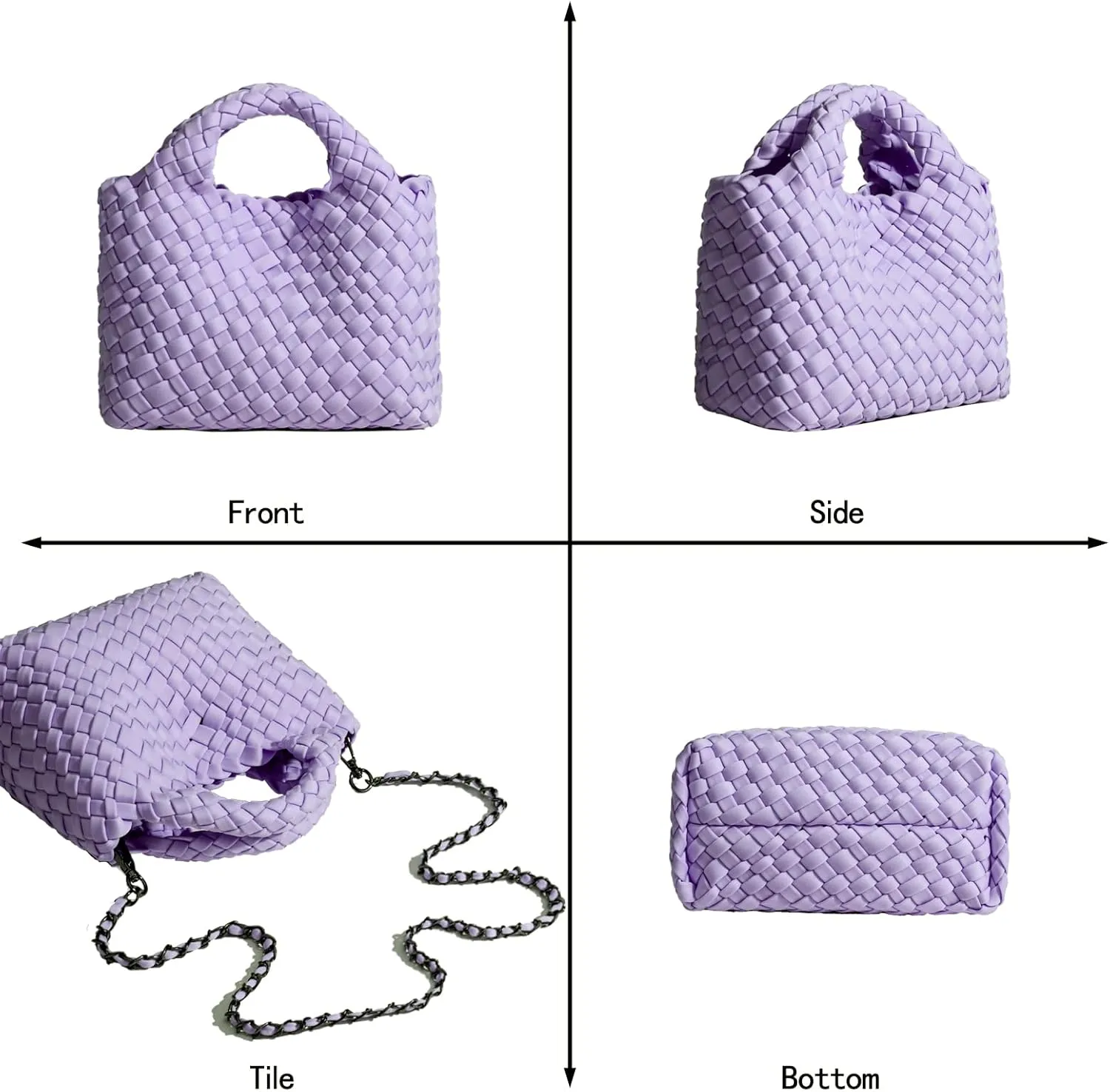 Small Tote Shoulder Bag, Women Handbags and Purses, Woven Composite Bag, Travel Chain Pouch, Phone Crossbody Satchel
