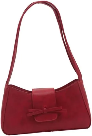 Sophisticated Women's Shoulder Bag with Bows Detail PU Underarm Bags Casual Handbag Satchel Purse for Everyday Use