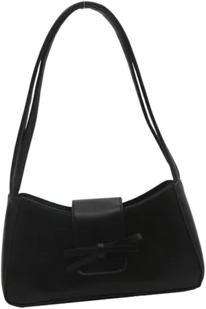 Sophisticated Women's Shoulder Bag with Bows Detail PU Underarm Bags Casual Handbag Satchel Purse for Everyday Use