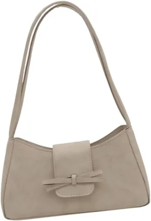 Sophisticated Women's Shoulder Bag with Bows Detail PU Underarm Bags Casual Handbag Satchel Purse for Everyday Use