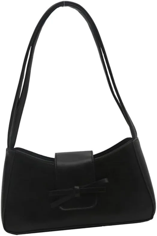 Sophisticated Women's Shoulder Bag with Bows Detail PU Underarm Bags Casual Handbag Satchel Purse for Everyday Use
