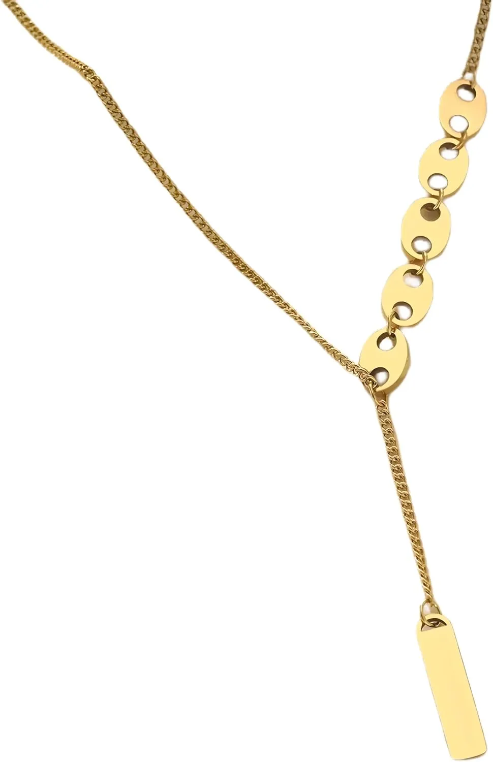 Stainless Steel Necklaces Popular Geometric Ellipse Rectangle Pendant Layer Chain Necklace For Women Jewelry Gifts-V17