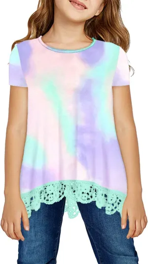 storeofbaby Girls Casual Tunic Tops Short Sleeve Loose Soft Blouse T-Shirt for 4-13 Years