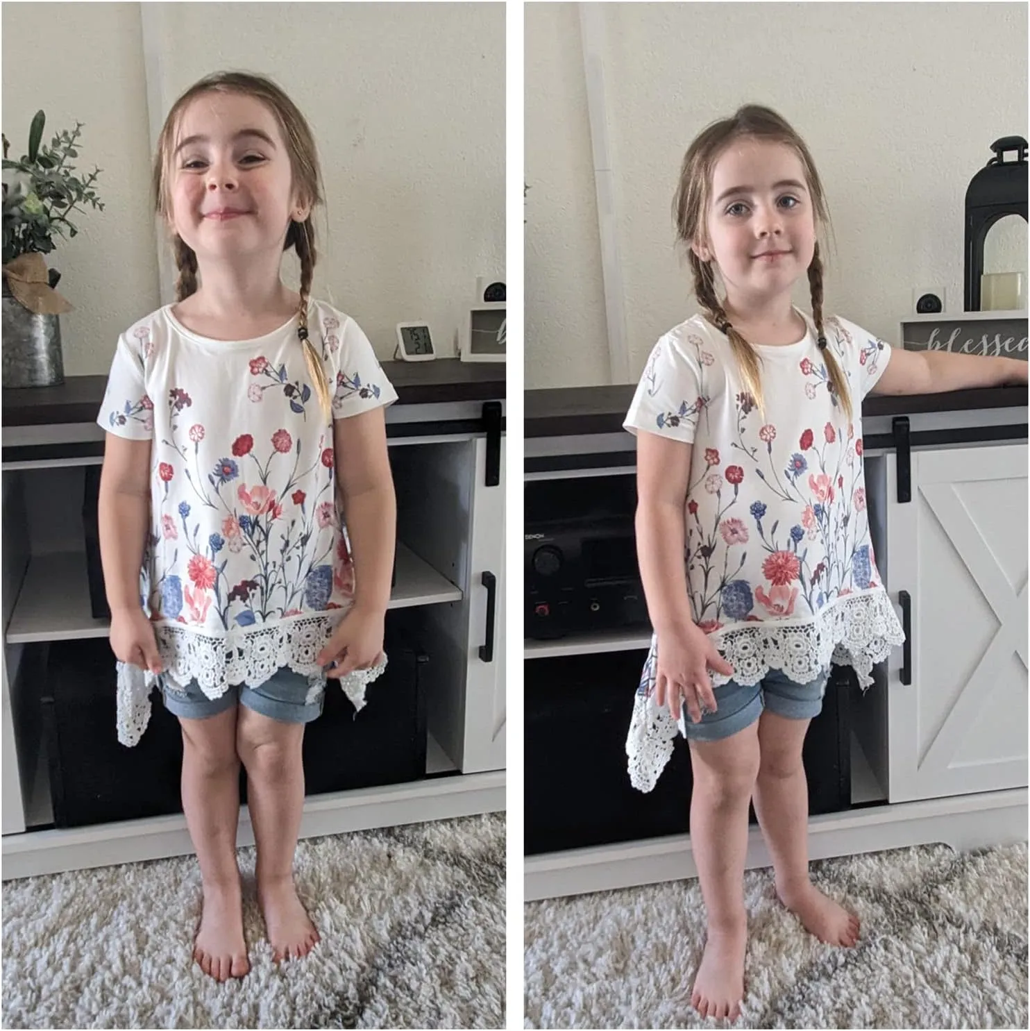 storeofbaby Girls Casual Tunic Tops Short Sleeve Loose Soft Blouse T-Shirt for 4-13 Years