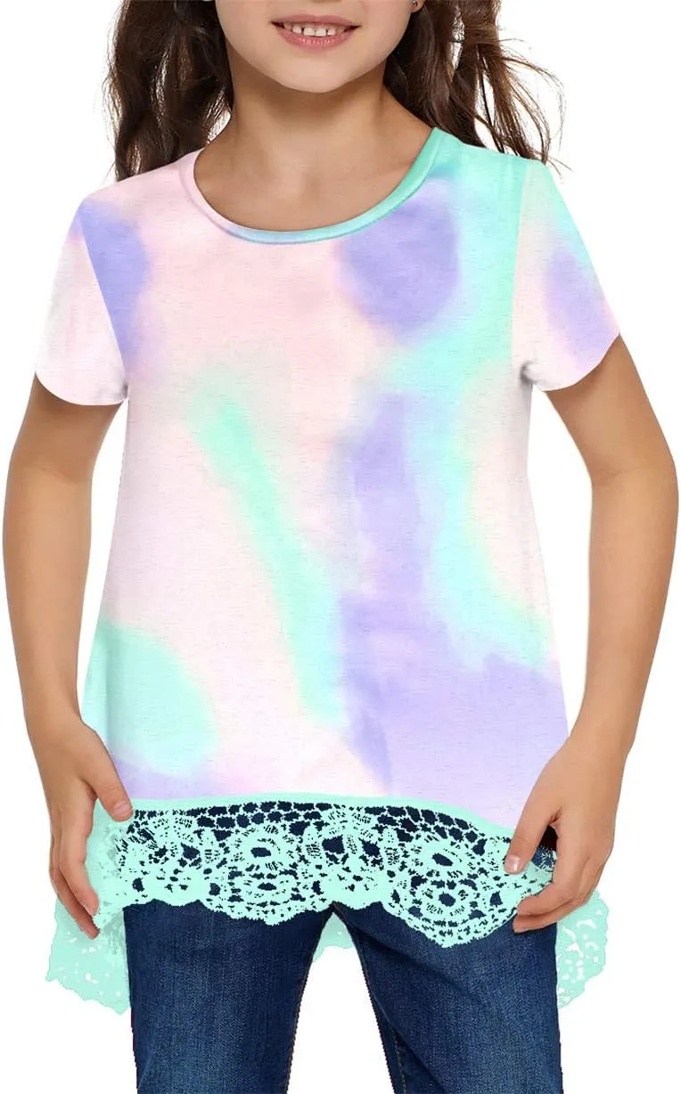 storeofbaby Girls Casual Tunic Tops Short Sleeve Loose Soft Blouse T-Shirt for 4-13 Years