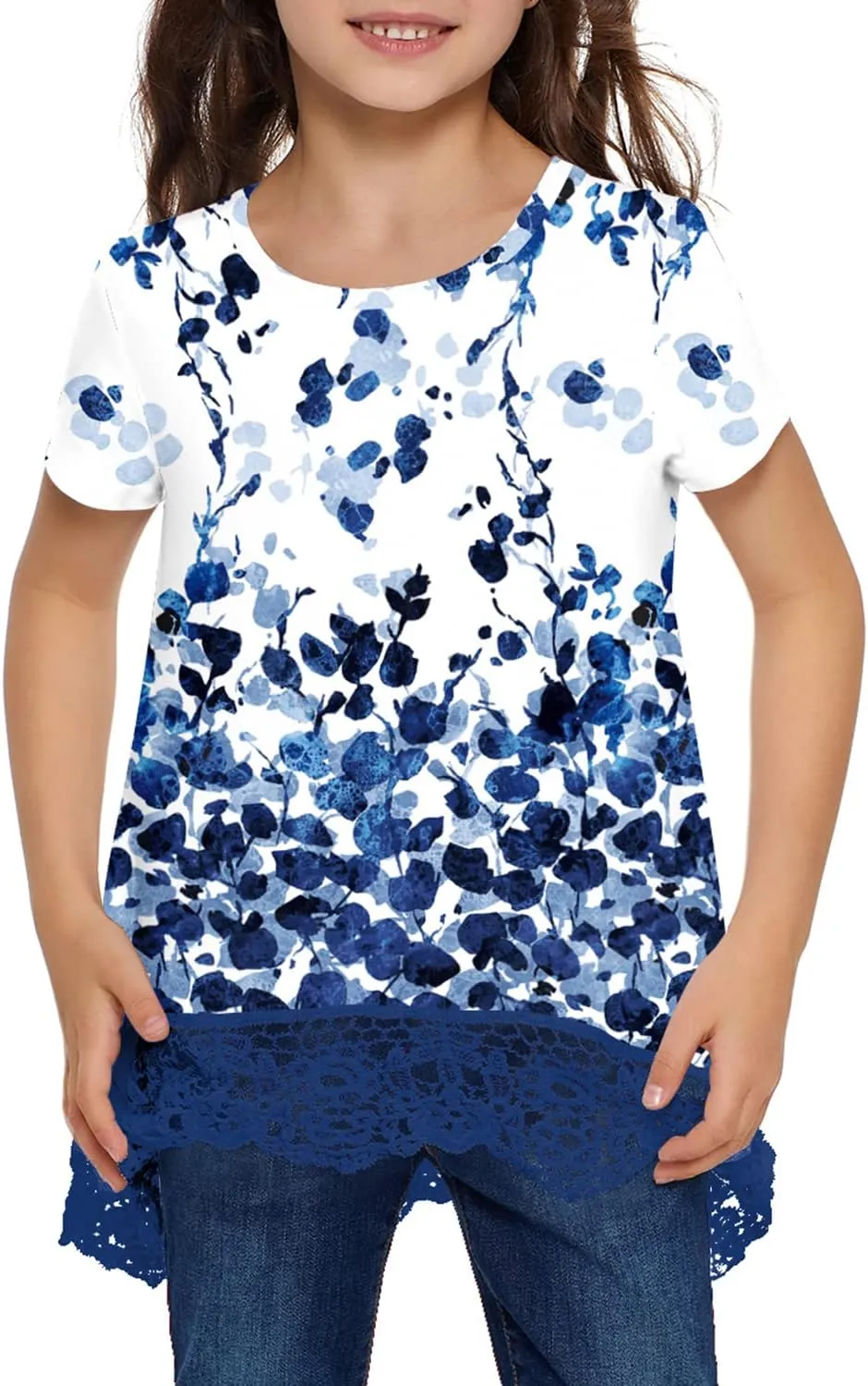 storeofbaby Girls Casual Tunic Tops Short Sleeve Loose Soft Blouse T-Shirt for 4-13 Years