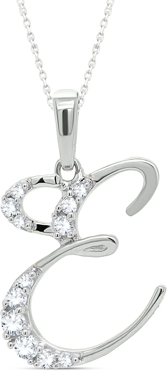 Stylish Initial Charms Pendants Necklaces for Women - Round Cut Diamond Alpahbet Letter Personalized Coin Name Necklaces for Womens in 14K Gold (0.12 Carat, I2 Clarity, I-J Color)